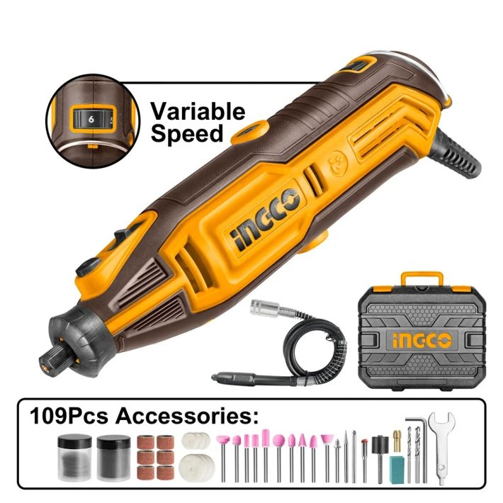 Herramienta multiproposito tipo Dremel 130W 220V 109 accesorios Ingco